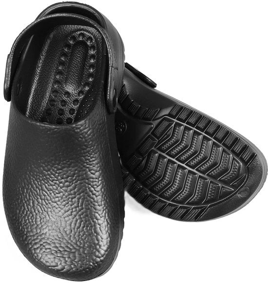 Calzature Antiscivolo per Lavoro - Nero - Progettate per Evitare la Caduta - Respiranti - Utilizzo Estivo - Materiale EVA-Rubber