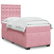 Giroletto a Molle con Materasso Rosa 100x200 cm in Velluto