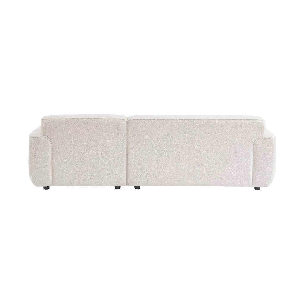 Divano angolare in tessuto bouclé, 3 posti, crema