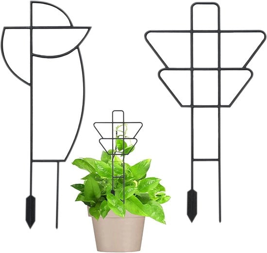 Sostegno per piante di interni e esterni - 2 pezzi - Decorazione in plastica - Nero