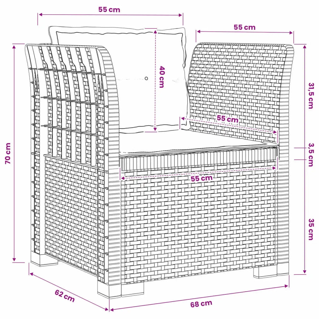 Poltrona a 1 Posto con Cuscini Aspetto Rattan PP Bianco 8011879