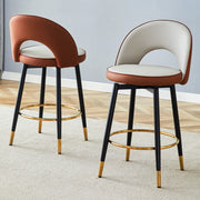 Sgabelli da Bar Girevoli Imbottiti ¨C MINIMAL ¨C Grigio Chiaro/Marrone, PU, Set 2 Pezzi