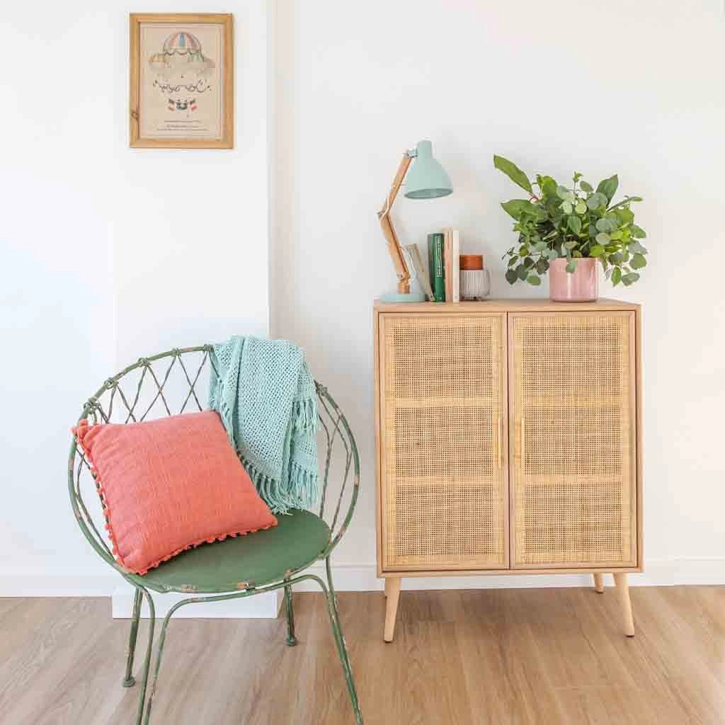 Credenza in MDF e rete, marrone, 80x37x101 cm