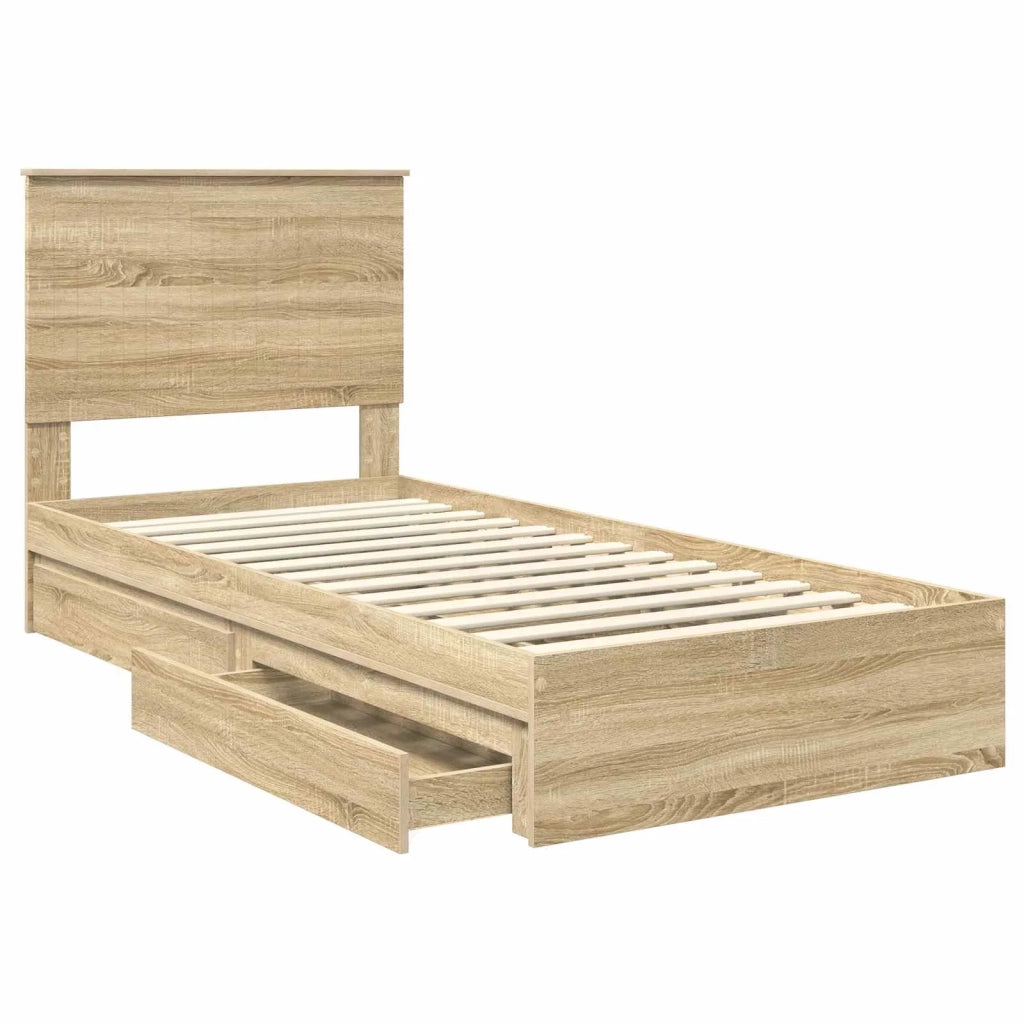 Letto con Contenitore con testiera Rovere Sonoma 90 x 190 cm 3411252
