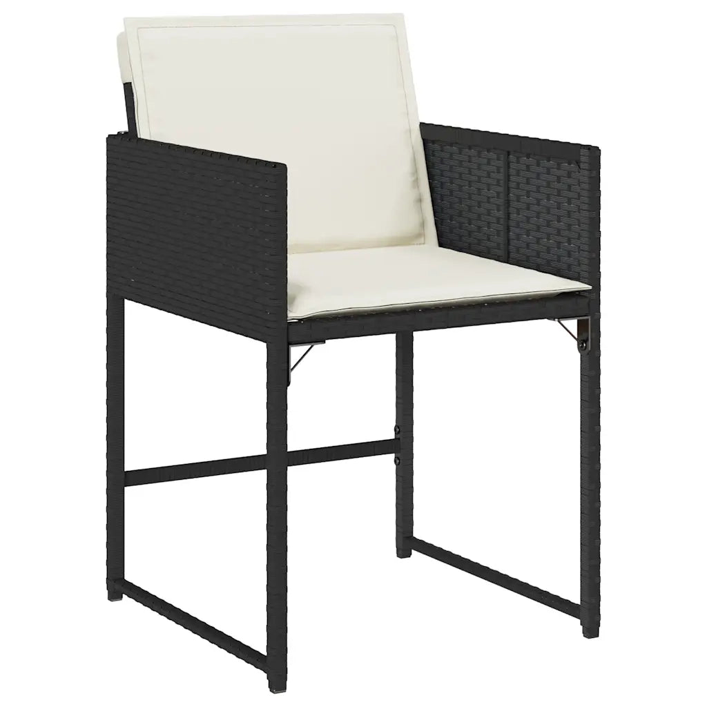 Set da Pranzo da Giardino 15 pz con Cuscini Nero in Polyrattan 3278186