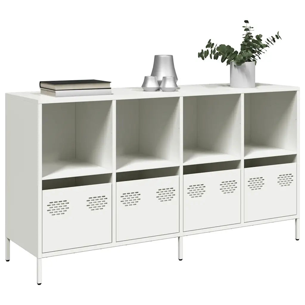 Credenza Bianca 135x39x73,5 cm in Acciaio Laminato a Freddo 3307166