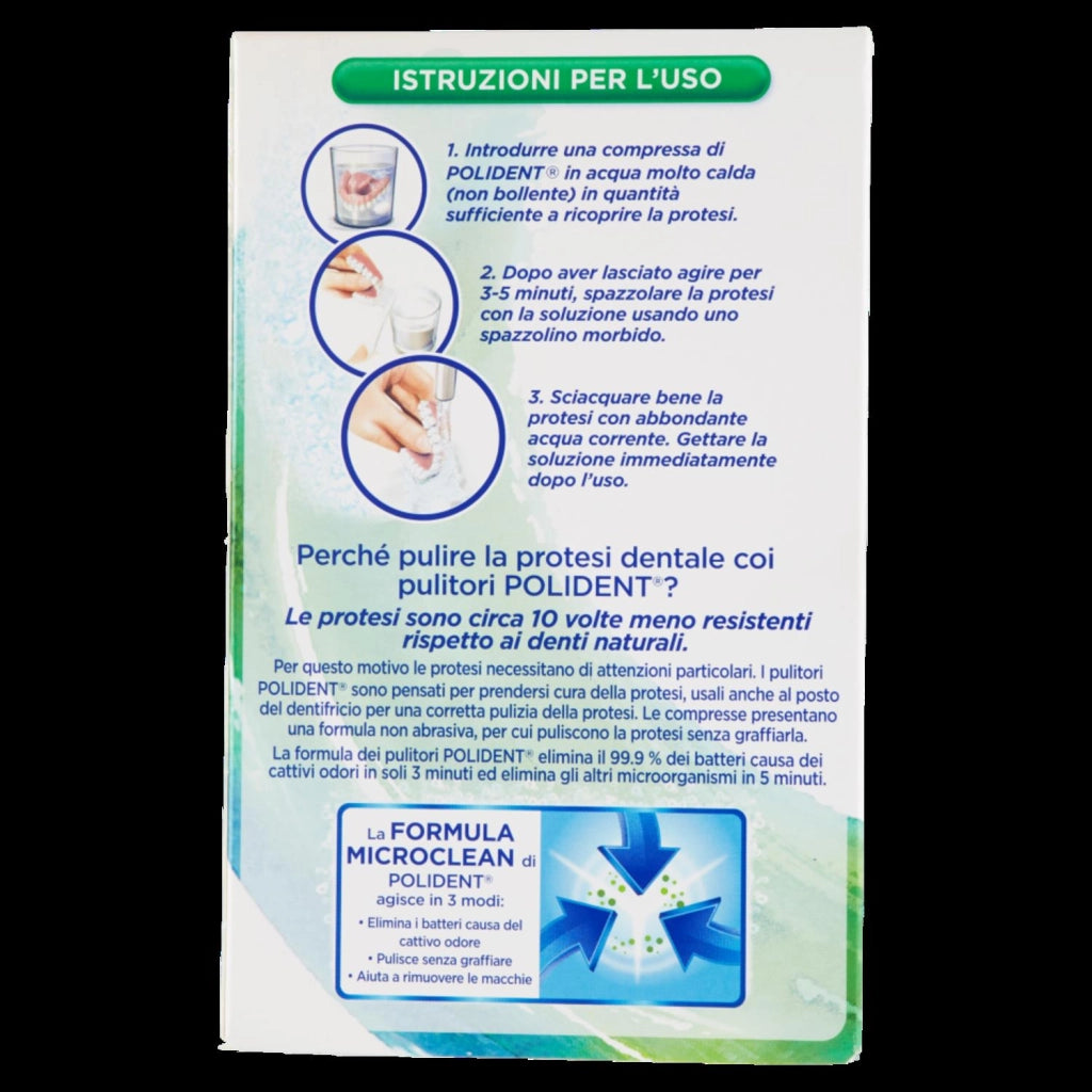 POLIDENT TABS PULITORE PER PROTESI PULIZIA IN 3 MINUTI 36 CAPSULE EFFERVESCENTI