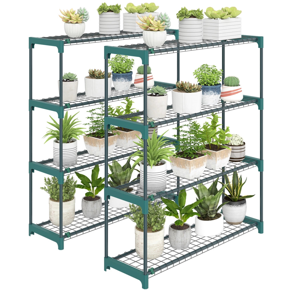 Supporto per Piante 4 Livelli ¨C Xylo ¨C Metallo Verde Interno Esterno Set 2 Pezzi