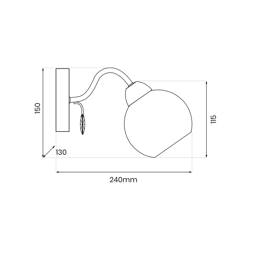 Applique Connor vetro trasparente cromata E27 10W Milagro