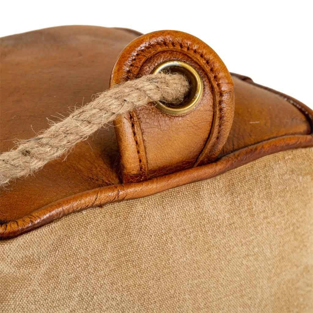 Fermaporta pelle e corda beige 20x20
