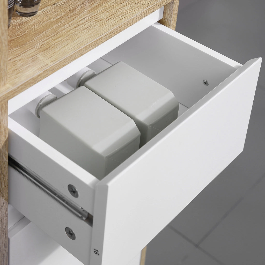 Mobile Bagno Salvaspazio Colonna ¨C Xylo ¨C Legno Bianco con Ripiani Cassetto Armadietto 32.6x30x171.2cm
