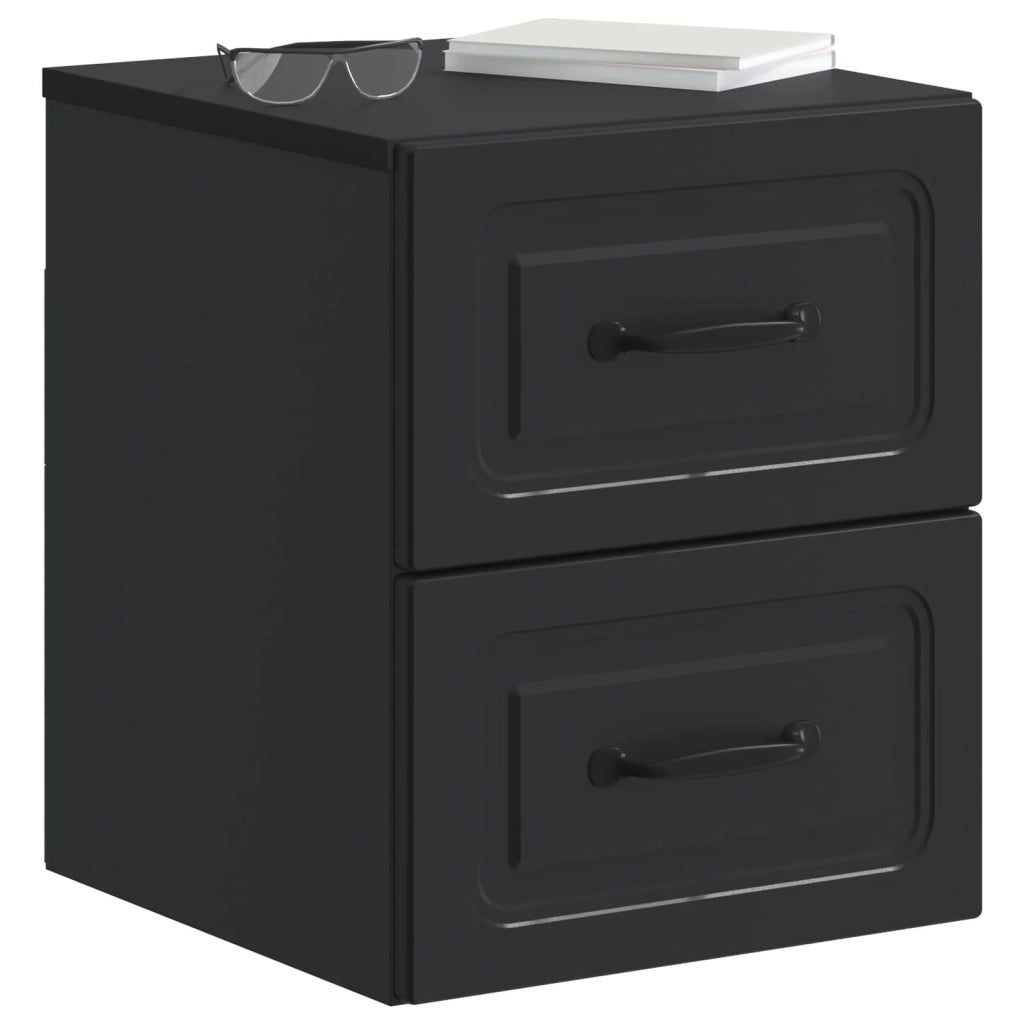 Set di 2 Comodini | Armadio da Notte | Mobiletto da notte a muro Nero 34,5 x 33 x 40 cm