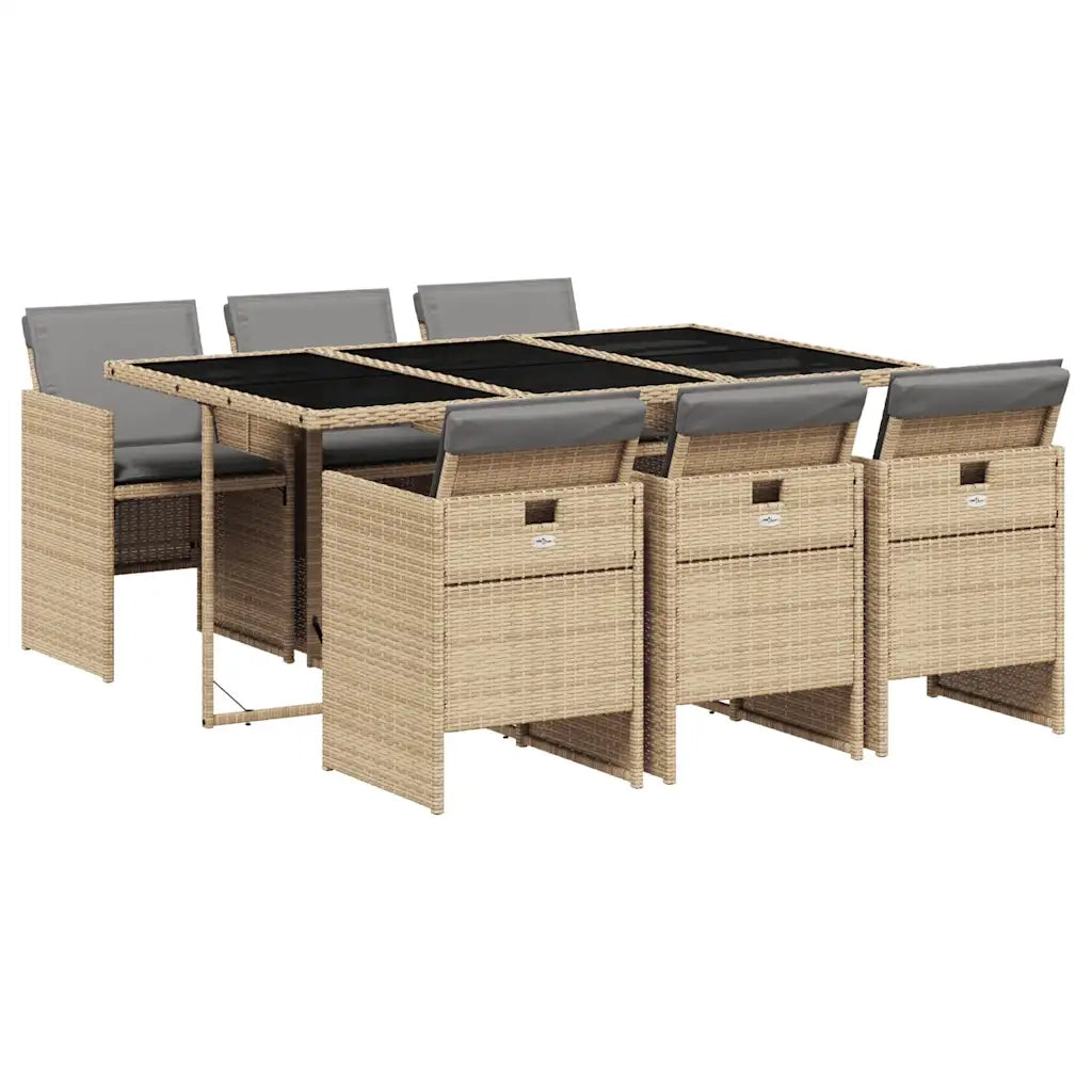 Set Pranzo da Giardino 7 pz con Cuscini Beige Misto Polyrattan 3210552