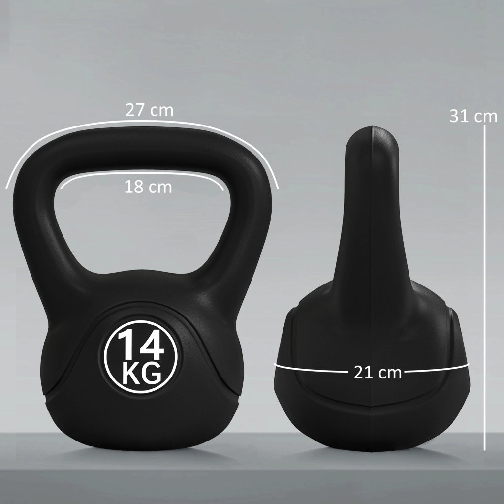 Kettlebell 14 kg ¨C Minimal ¨C 26x18x32 cm Nero