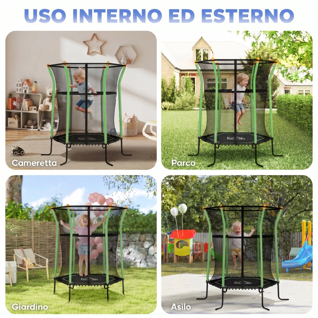 Trampolino Elastico per Bambini ¨C Minimal ¨C Verde 163.5x190 cm