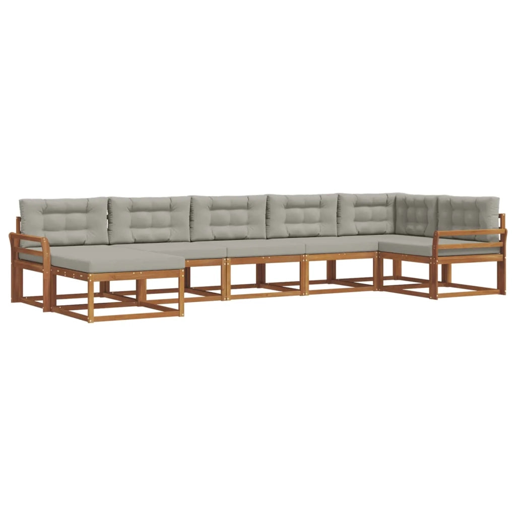 Set di divani da esterno 7 pcs Grigio Naturale e Chiaro 3367894