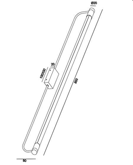 Lampada da Parete Rapallo LED 20W 2240lm 3000K Cromo, Struttura in Metallo e Metacrilato, IP44, Classe 1, Dimensioni 80x8x5cm
