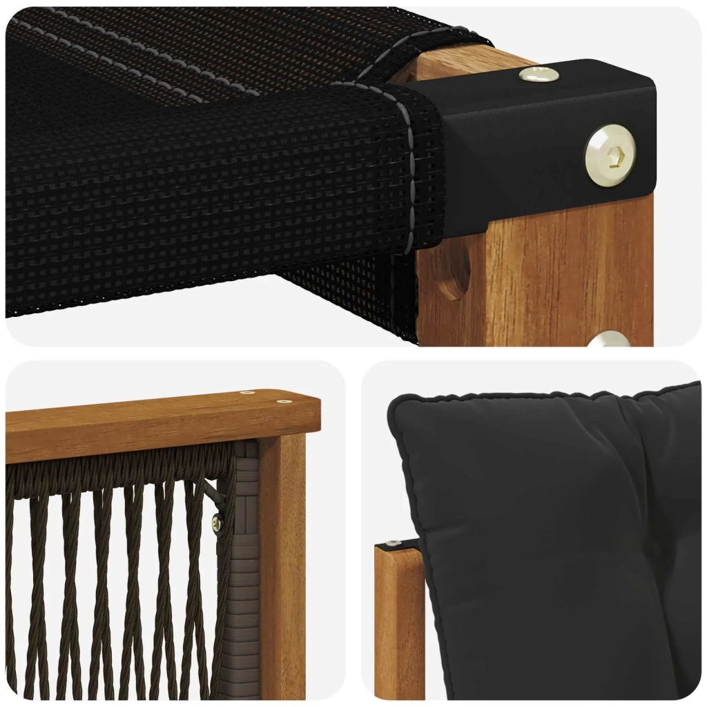 Set di divani da esterno con cuscino 9 pcs Naturale e Nero 3381680