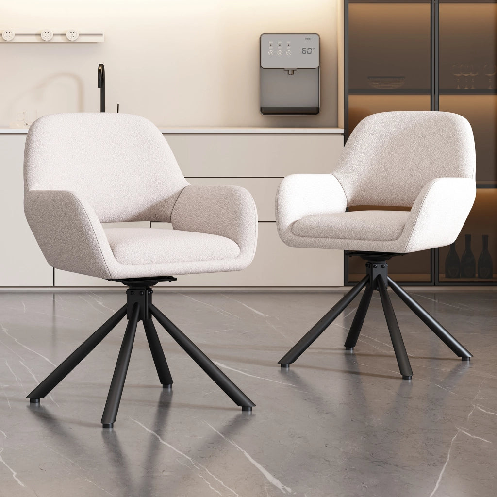 SEDIA Girevole con braccioli in Sherpa bianco Set da 4 pezzi