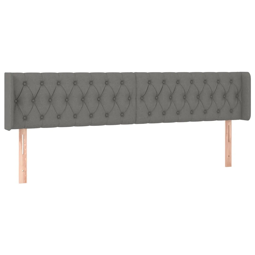 Testiera ad Orecchio-Testata con Orecchie Grigio Scuro 203x16x78/88 cm in Tessuto 990298