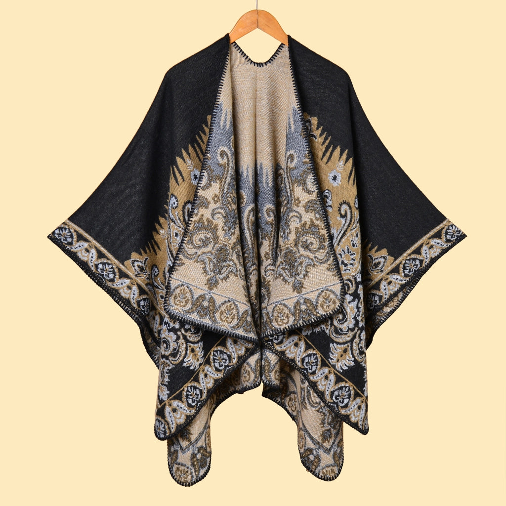 Sciarpe e scialli da donna all'ingrosso, jacquard vintage, spessi, caldi, con spacco.