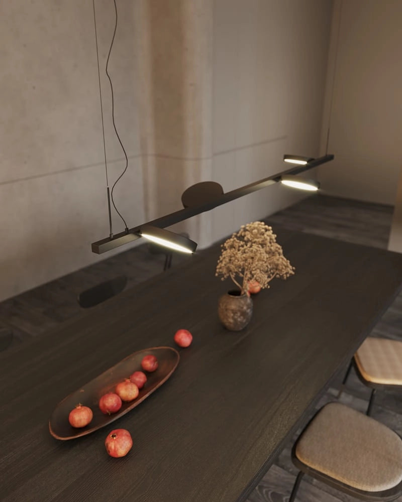 Lampada a sospensione nera 4 anelli LED 32W Maxlight