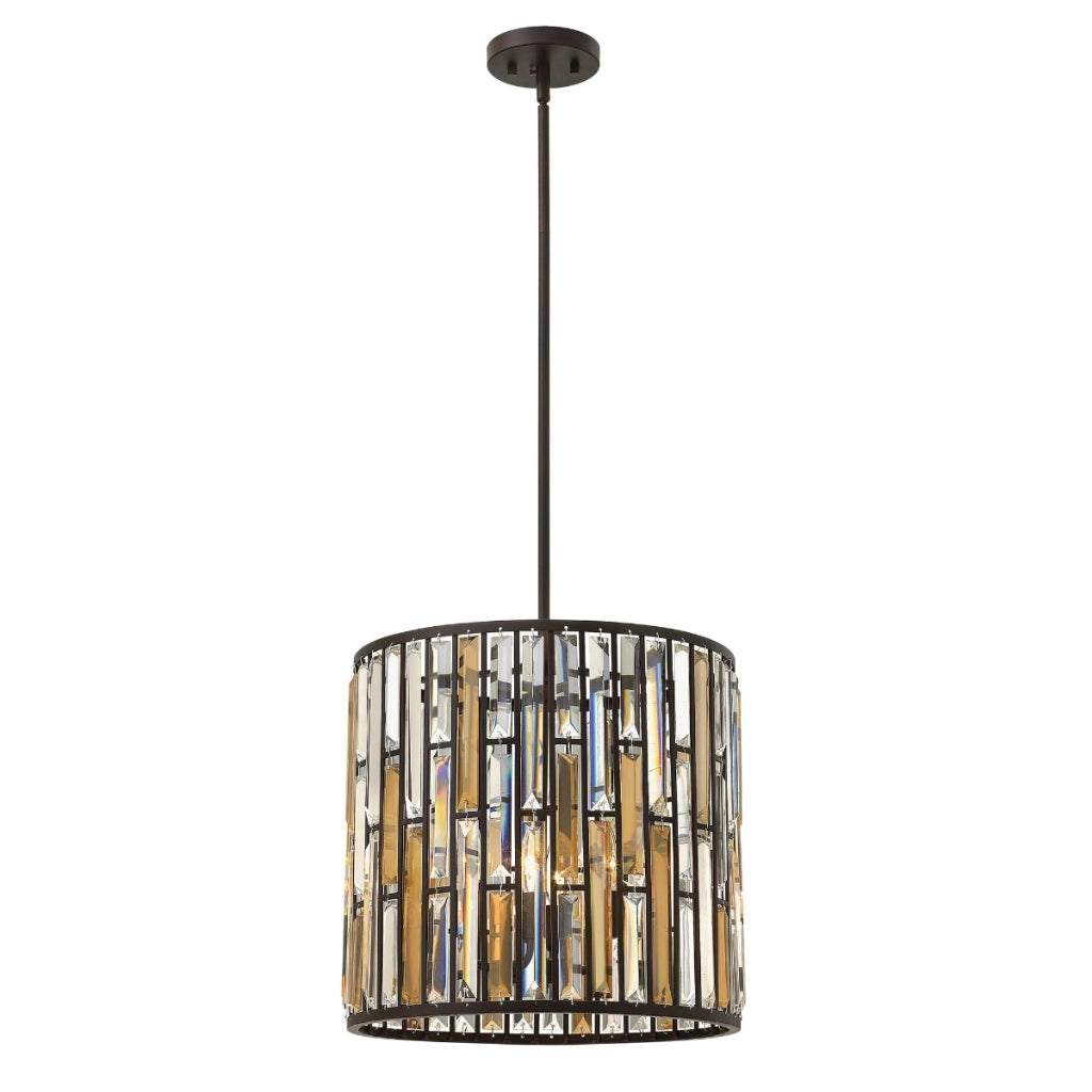 Lampadario vintage cristallo bronzo Gemma 3xE14 Hinkley