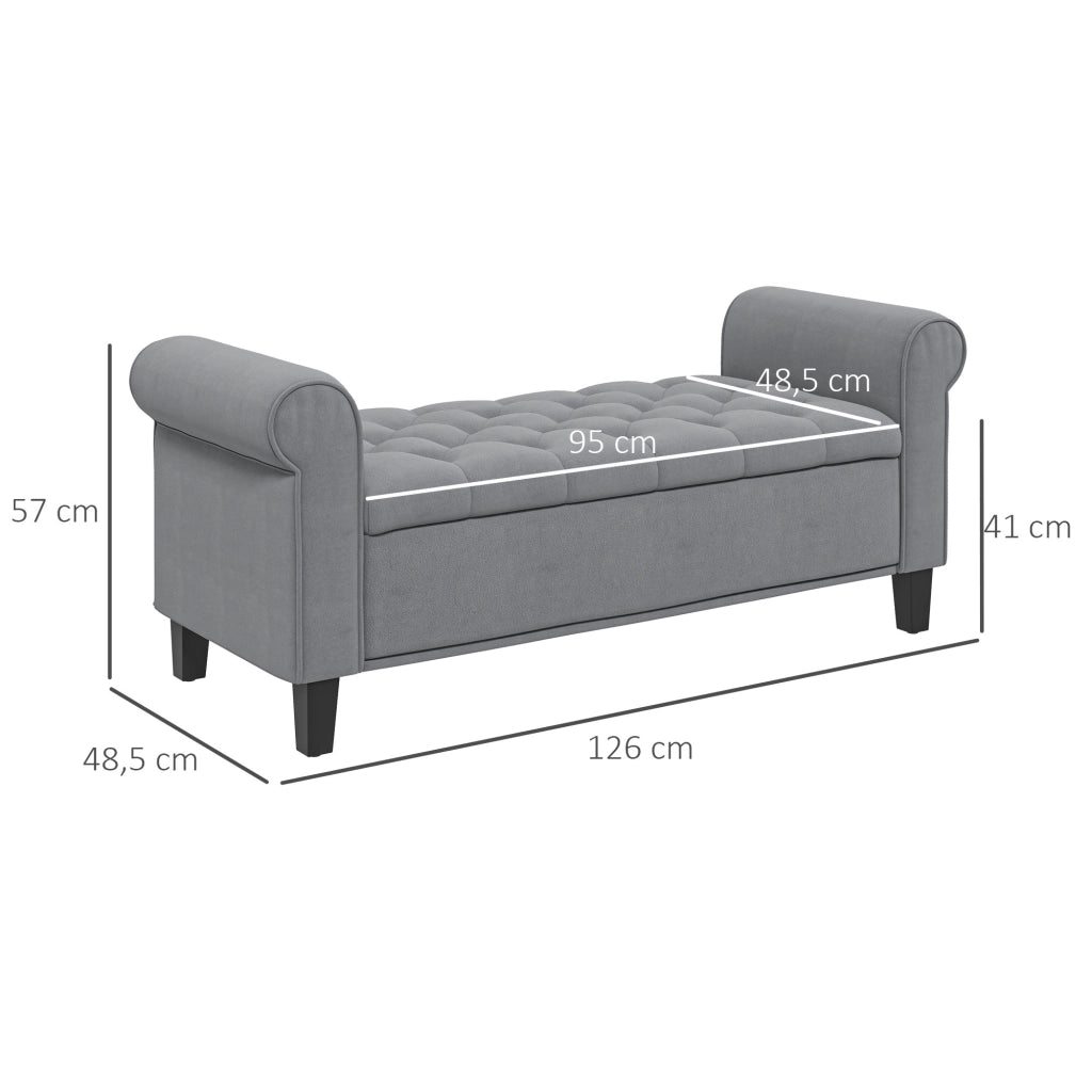 Pouf contenitore imbottito in tessuto velluto ¨C Minimal ¨C grigio 126x48.5x57 cm