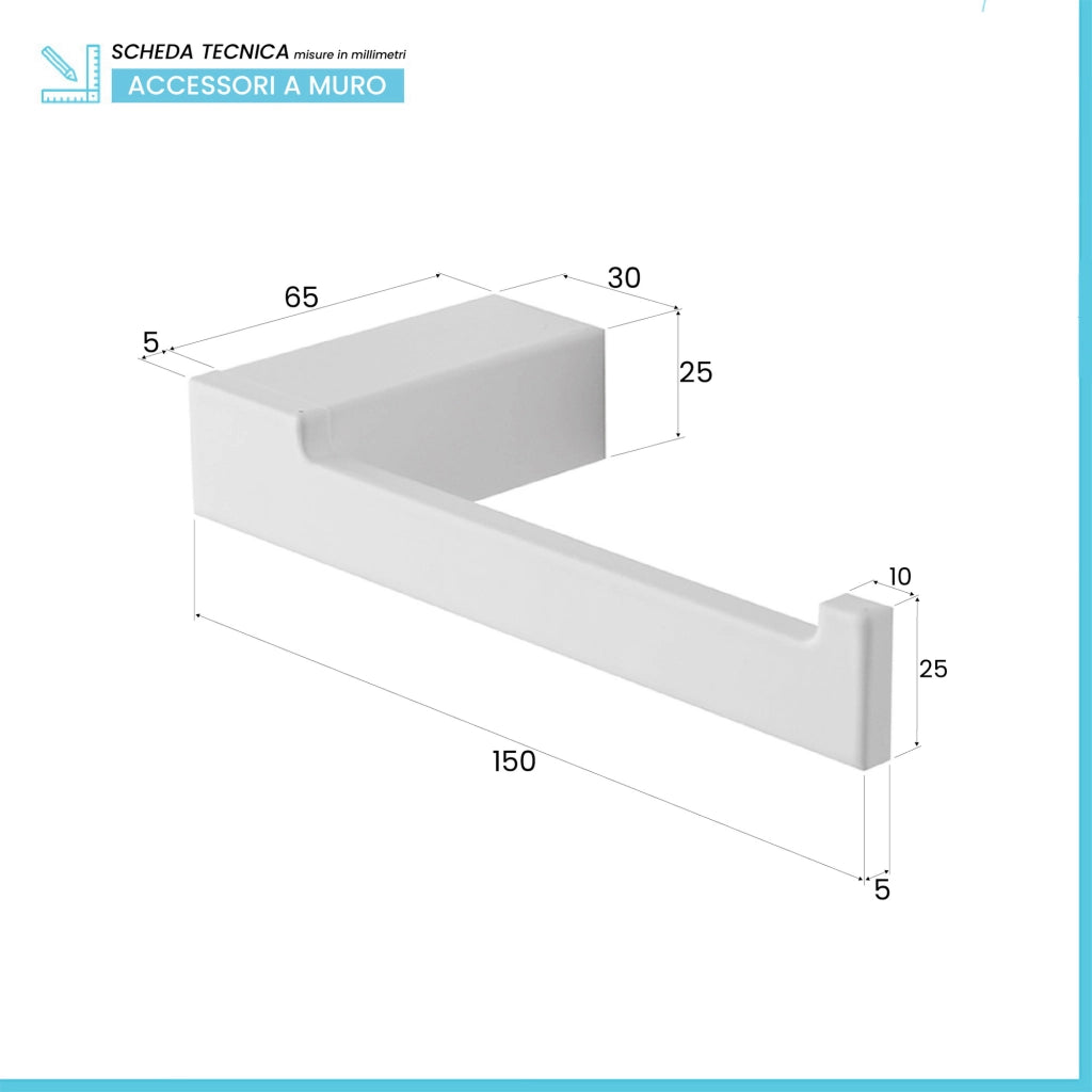 Set con appendino, porta rotolo e porta salviette a muro bianco Sky