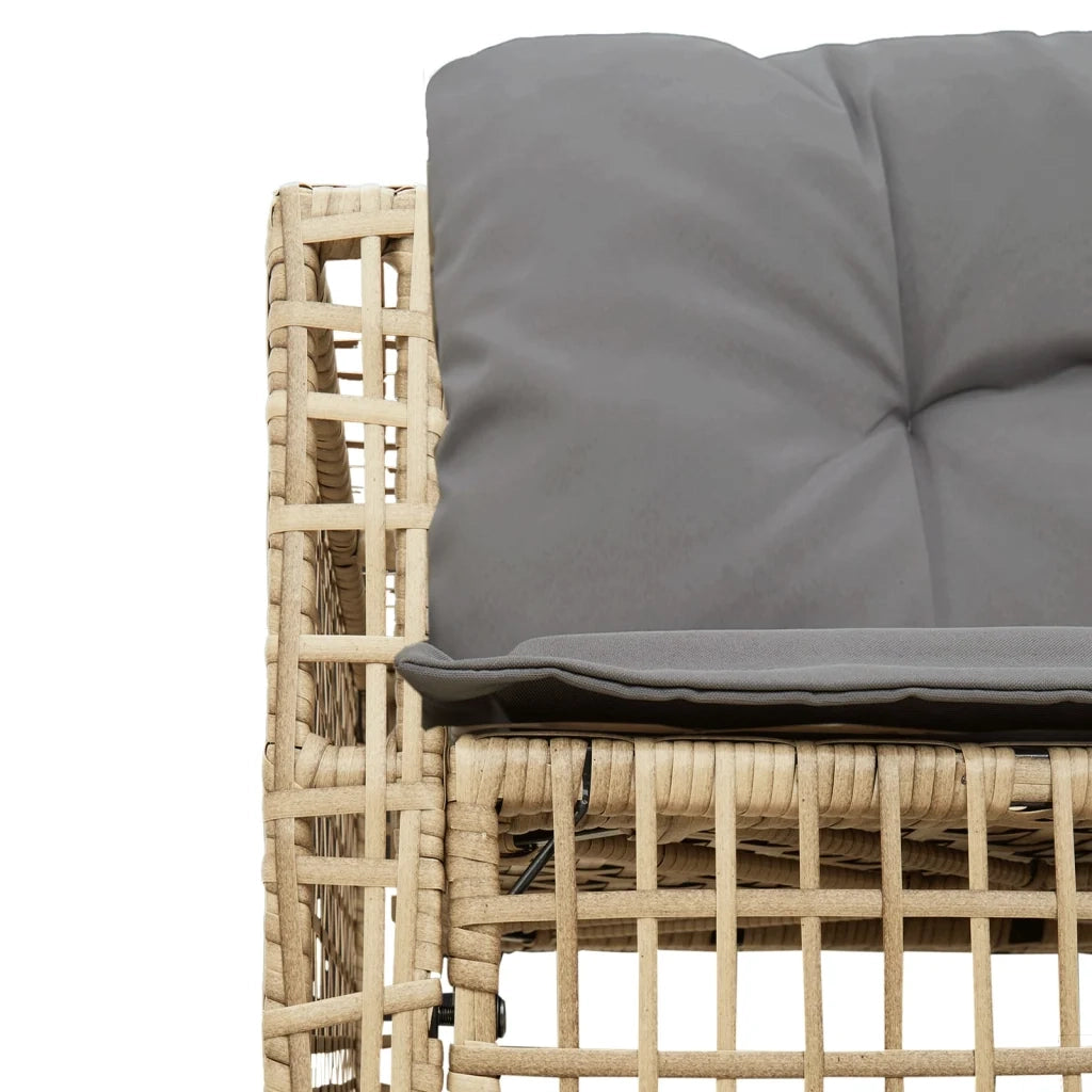 Divano da Giardino a L con Cuscini e Pouf Beige in Polyrattan 365897