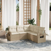 Set Divano da Giardino 5 pz con Cuscini Beige in Polyrattan 3252485
