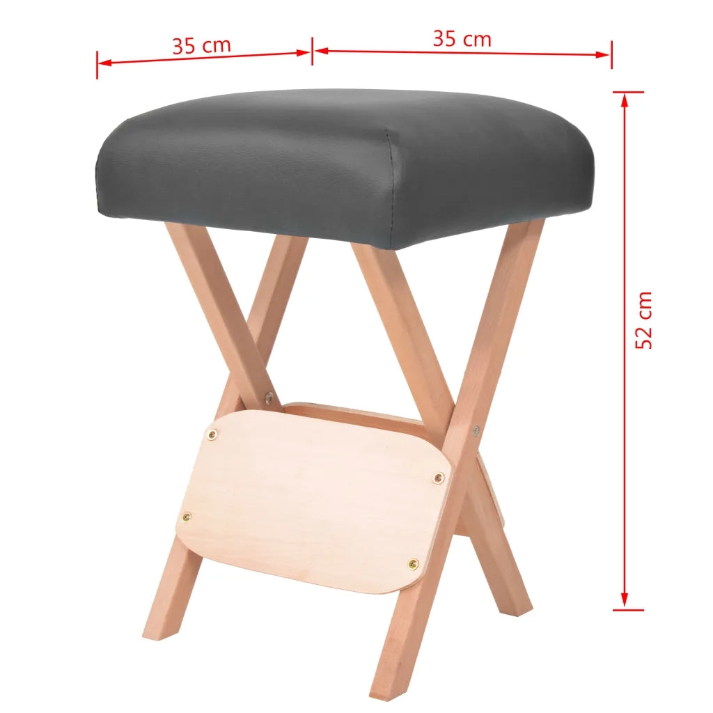 Sgabello da Massaggio Spessore Sedile 12 cm e 2 Supporti Nero CFW1274329