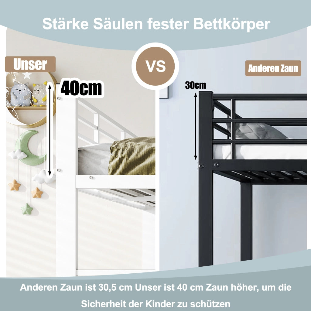 letto a castello mdf metallo bianco 90 x 200 cm