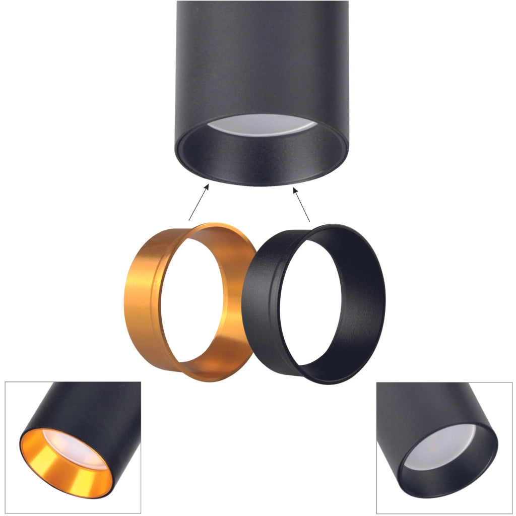 Kit binario in alluminio nero oro 3 faretti GU10 1m