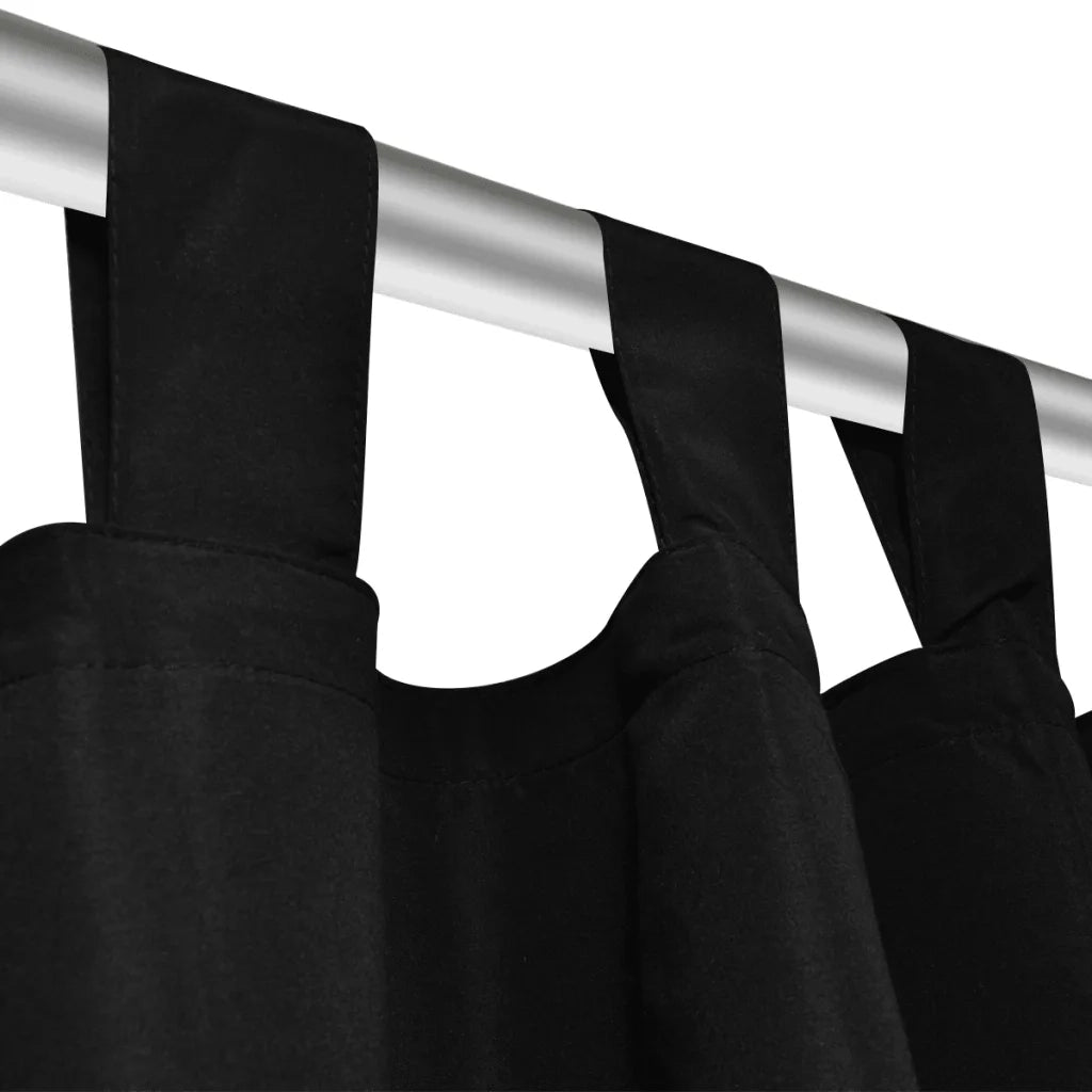 Tende Micro-Raso Nere 2 pz con Occhielli 140 x 245 cm 130355