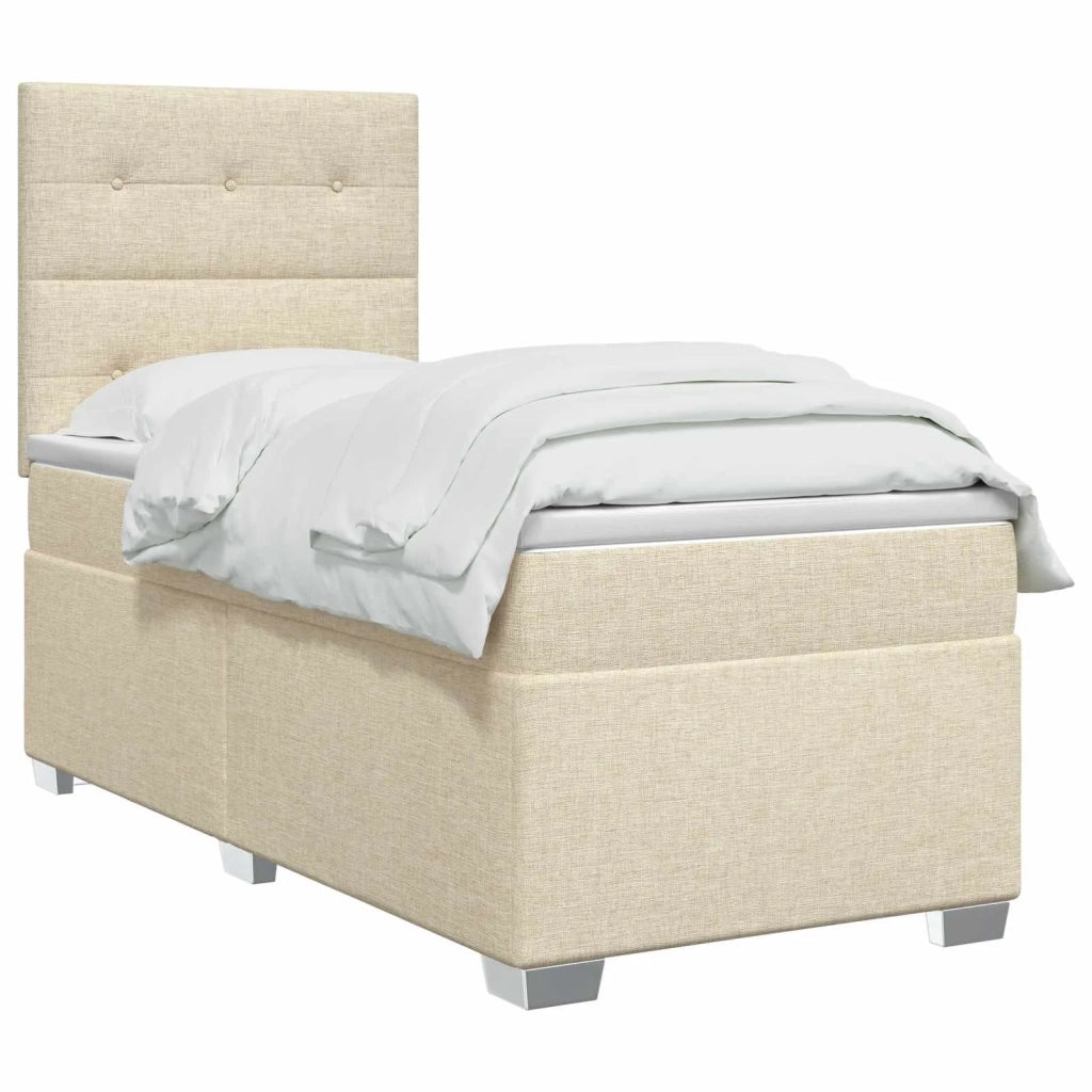 Letto box spring con materasso Crema 80 x 200 cm Tessuto 3454745
