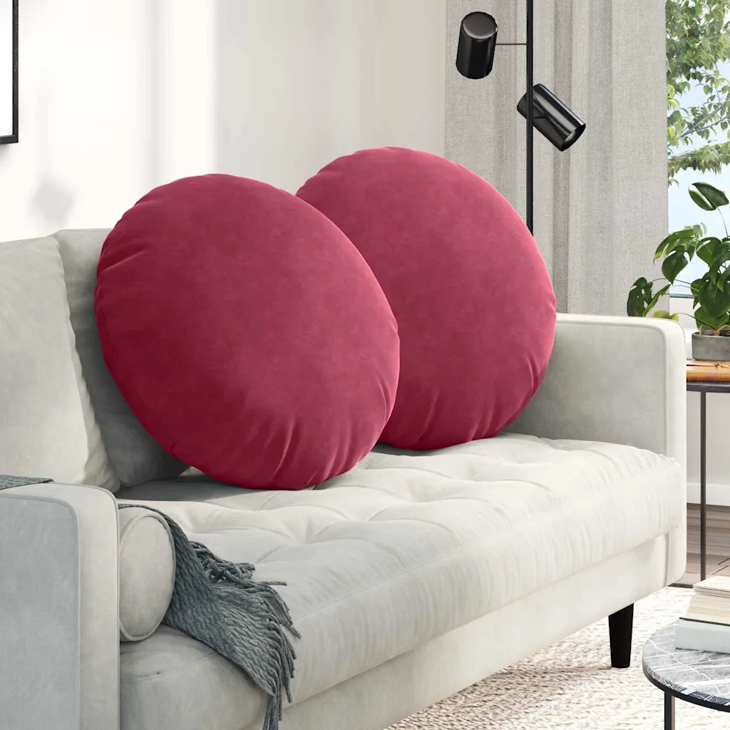 Cuscini per Seduta 2 pcs Rosso Vino Ø60 x 21 cm Velluto 42014216