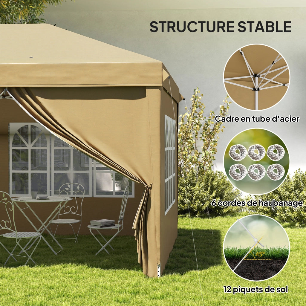 Gazebo pieghevole pop-up impermeabile 6x3x2,7m - Xylo - 4 pareti laterali rimovibili 4 finestre verde