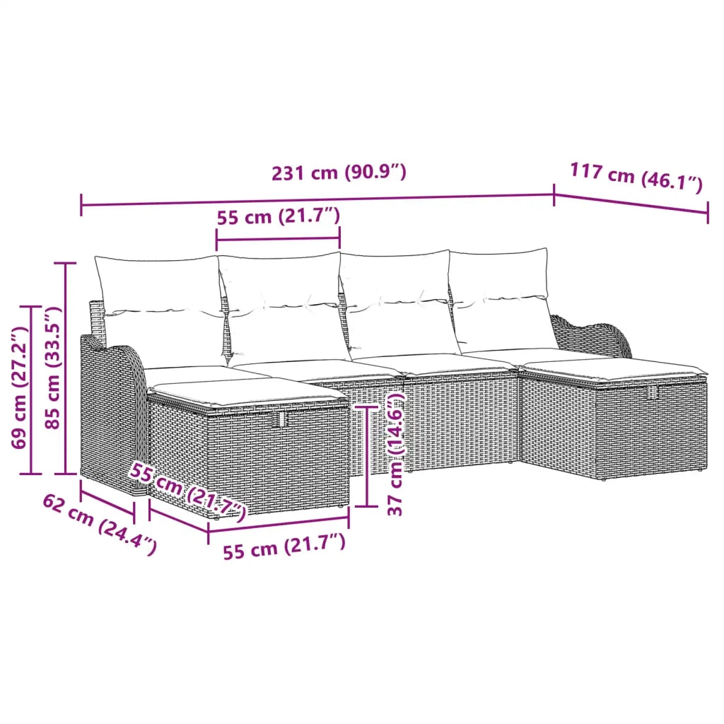 Set di divani 6 pz 6-Numero di posti Grigio e Blu Navy 3359024