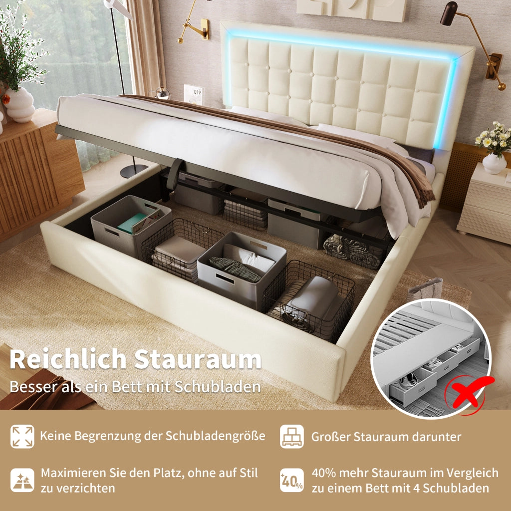 letto imbottito in pu bianco 180x200 cm