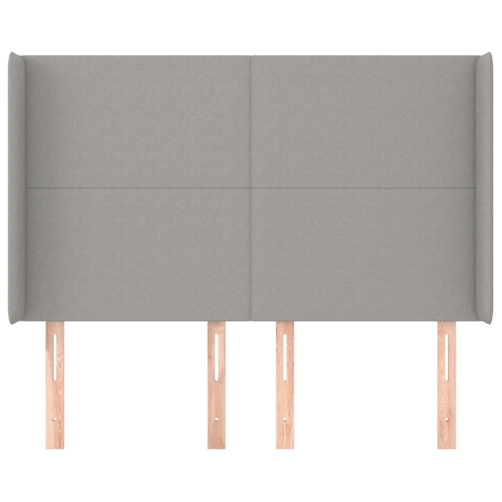 Testiera ad Orecchio-Testata con Orecchie Grigio Chiaro 147x16x118/128 cm in Tessuto 284414