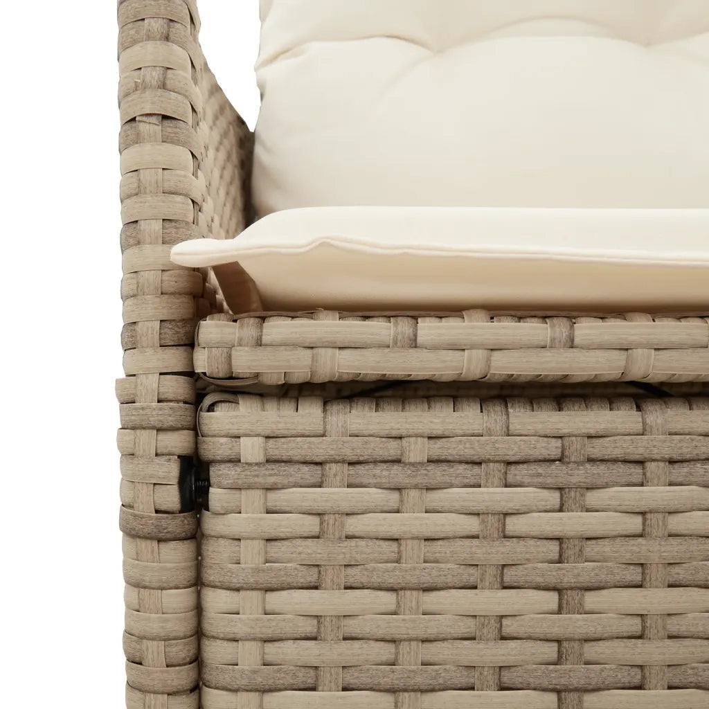 Set da Pranzo da Giardino 7 pz con Cuscini Beige in Polyrattan