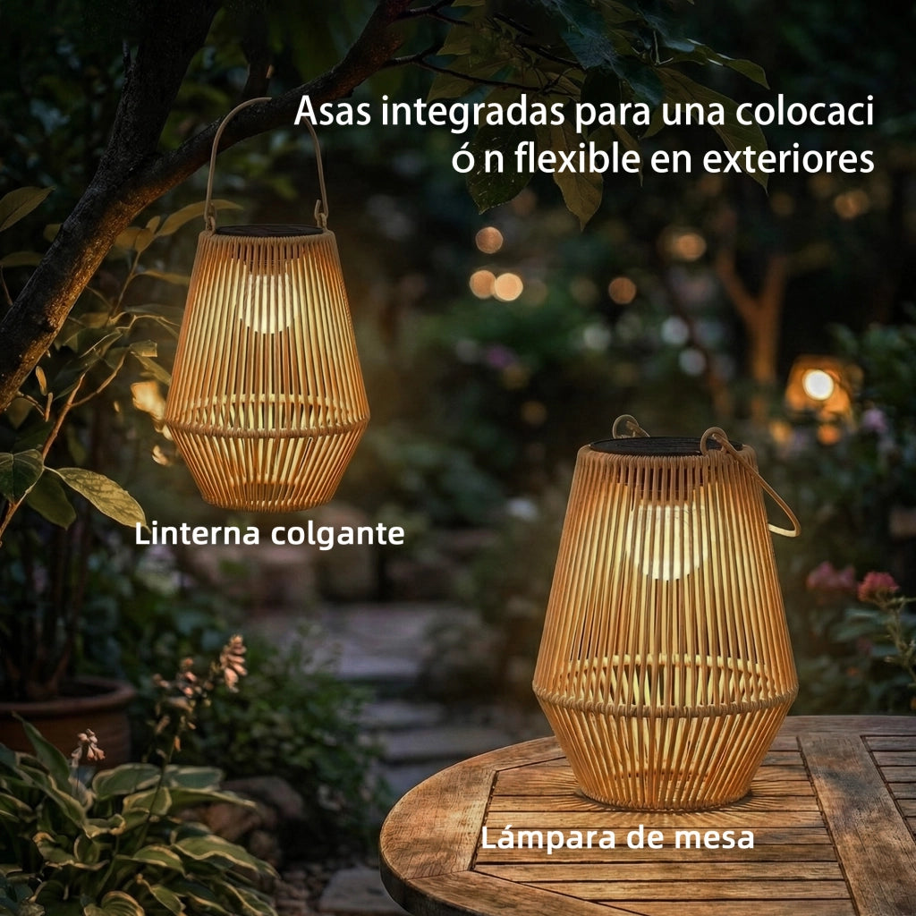 Set 2 Farole Solari da Esterno ¨C Minimal ¨C Rattan Marrone IP44