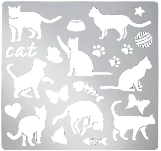 Sabloone di metallo - Disegno gatto - Creatività per hobbyisti - 15,6 cm - Stampa DIY - Realizzato in acciaio inossidabile