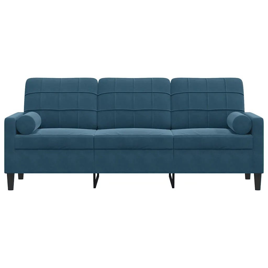 Divano | Divano da soggiorno | Sofa a 3 Posti con Cuscini Blu 180 cm in Velluto