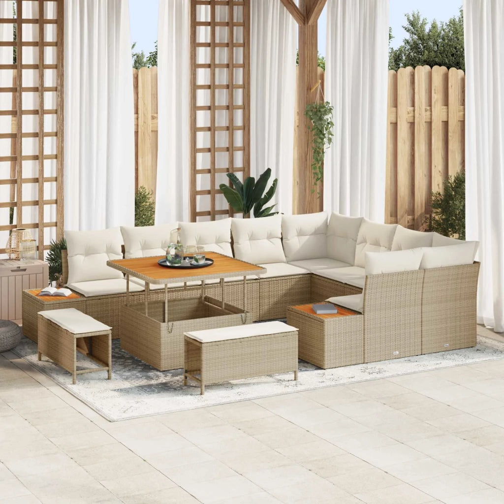 Set Divano da Giardino con cuscino 12 pcs Beige e Crema 3363336