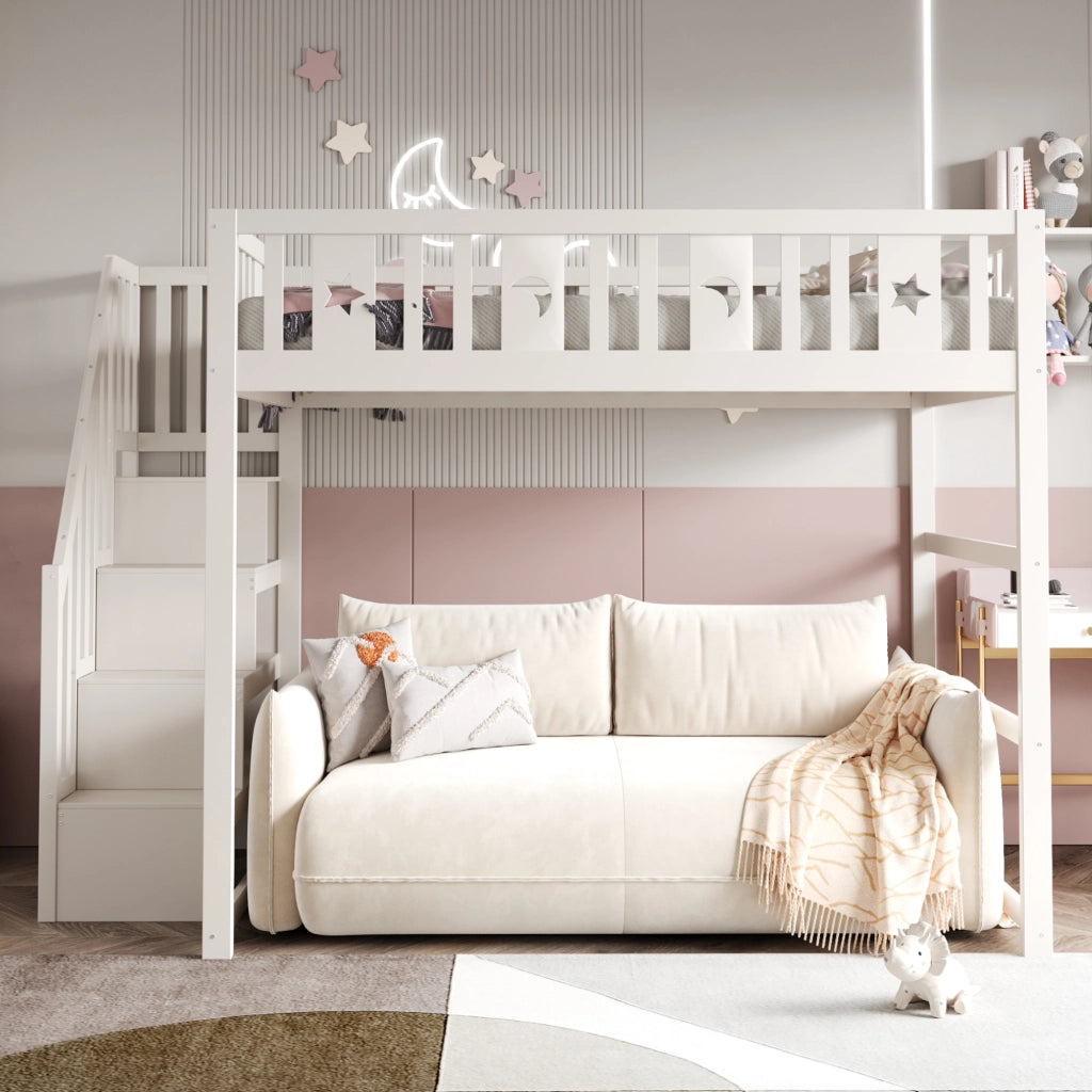 Letto a castello funzionale in legno massiccio 140x200 cm