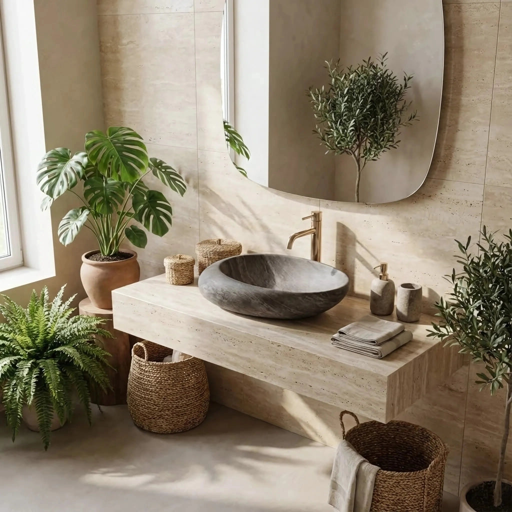 Lavabo Da Appoggio Rea Roxy A Stone D. Grey