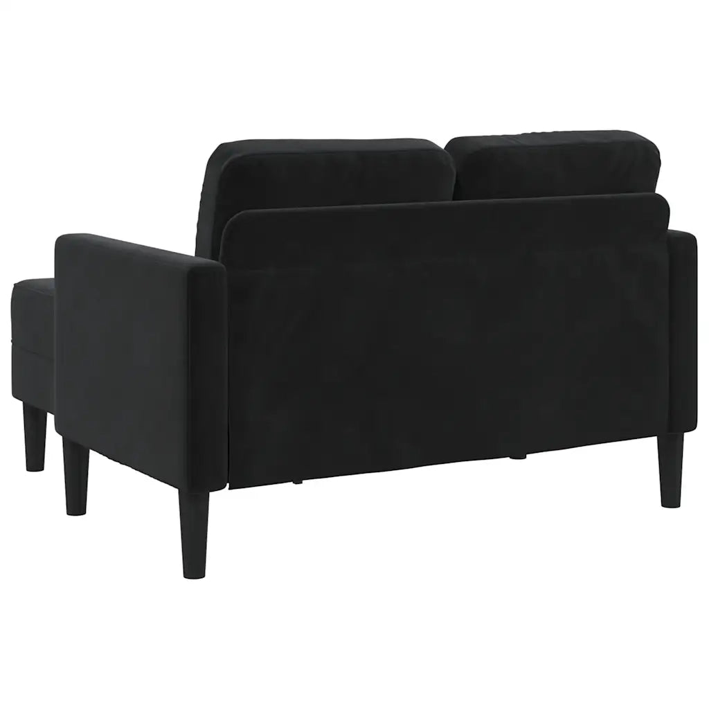 Divano | Divano da soggiorno | Sofa a 2 posti con chaise longue a L nero 125 cm in velluto