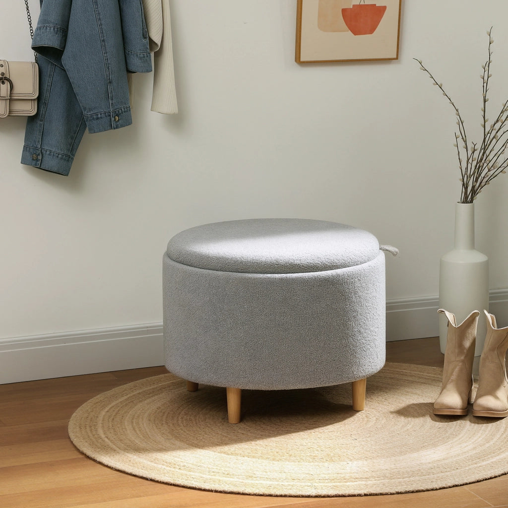 Pouf imbottito ¨C Minimal ¨C Grigio, Tessuto, 56x56x42 cm